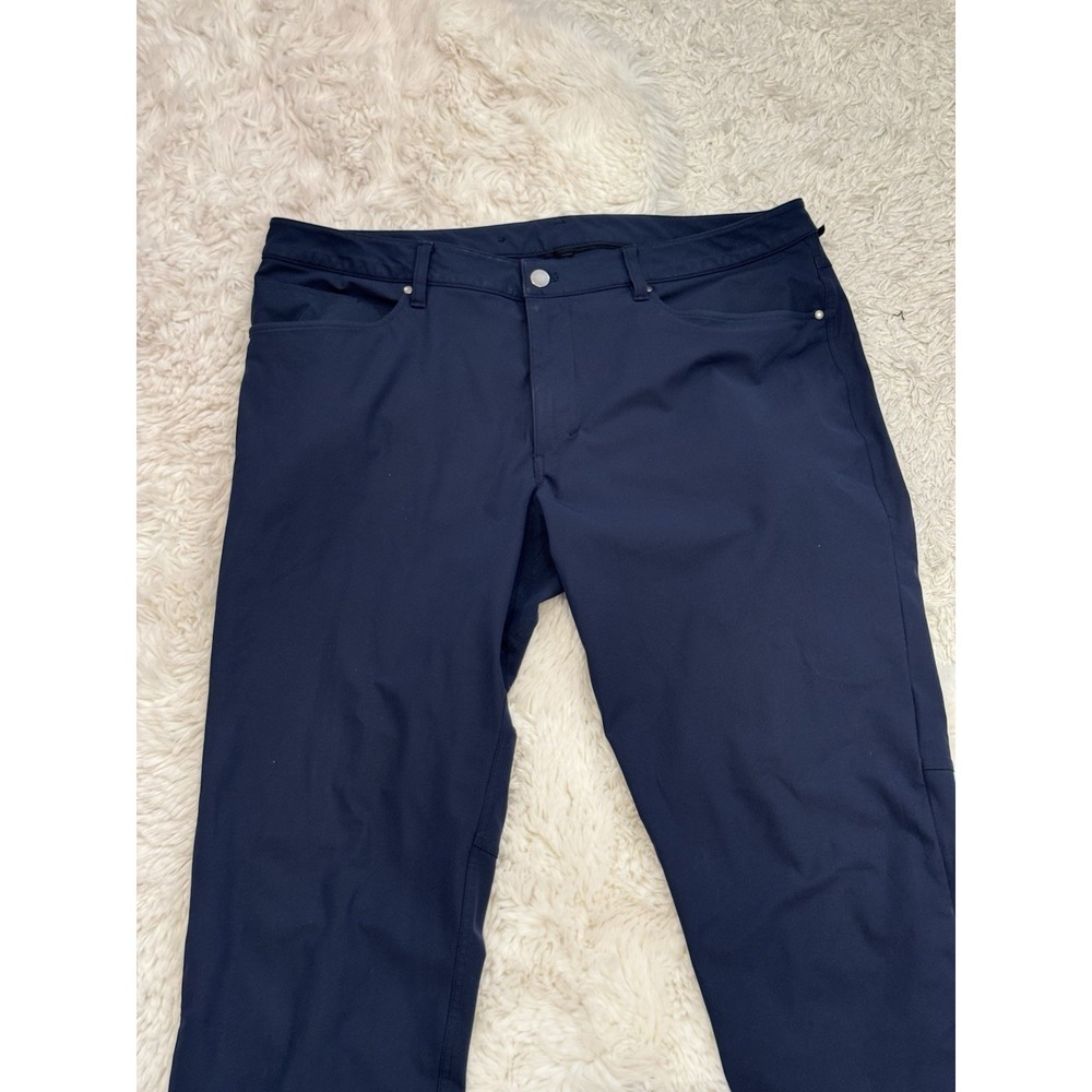 Lululemon ABC 5 Pocket Classic Fit Pants Warpstreme Mens 38x31 Navy Blue LM5ADES - Picture 3 of 9
